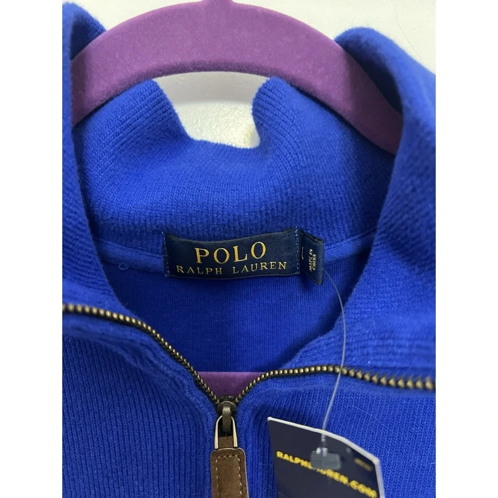 Polo‎ Ralph Lauren Men's Estate Sapphire Blue Quarter Zip Pullover Large Preppy